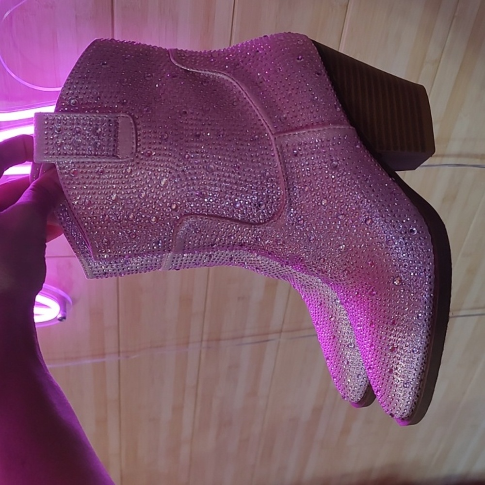 Pink Rhinestone Western Boots - Picture 3 of 4